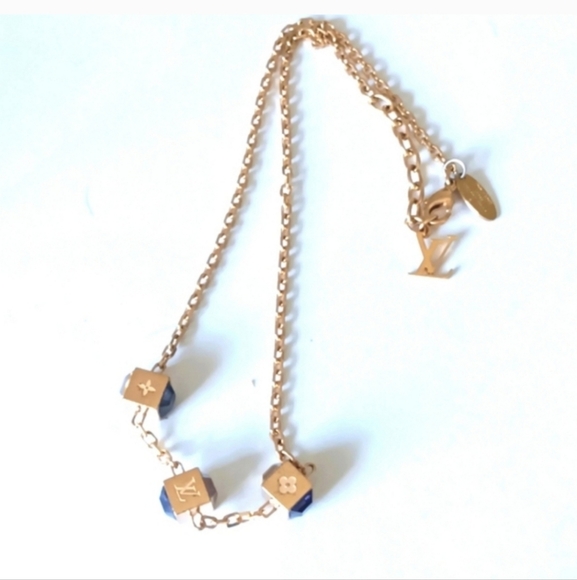 Louis Vuitton Goldtone Gamble Necklace/ w/COA - Picture 2 of 9